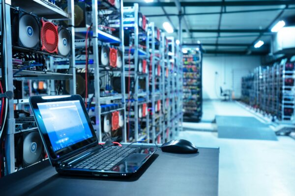 Bitcoin and crypto mining farm. Big data center.